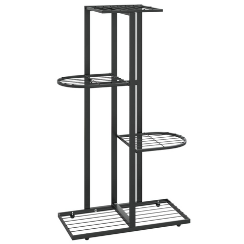 vidaXL 4-Floor Flower Stand 16.9"x8.7"x29.9" Black Metal - Display Your Plants in Style