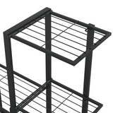 vidaXL Flower Stand with Wheel 37.2"x9.8"x36.4" Black Metal - Sturdy and Spacious Plant Rack with Easy Mobility