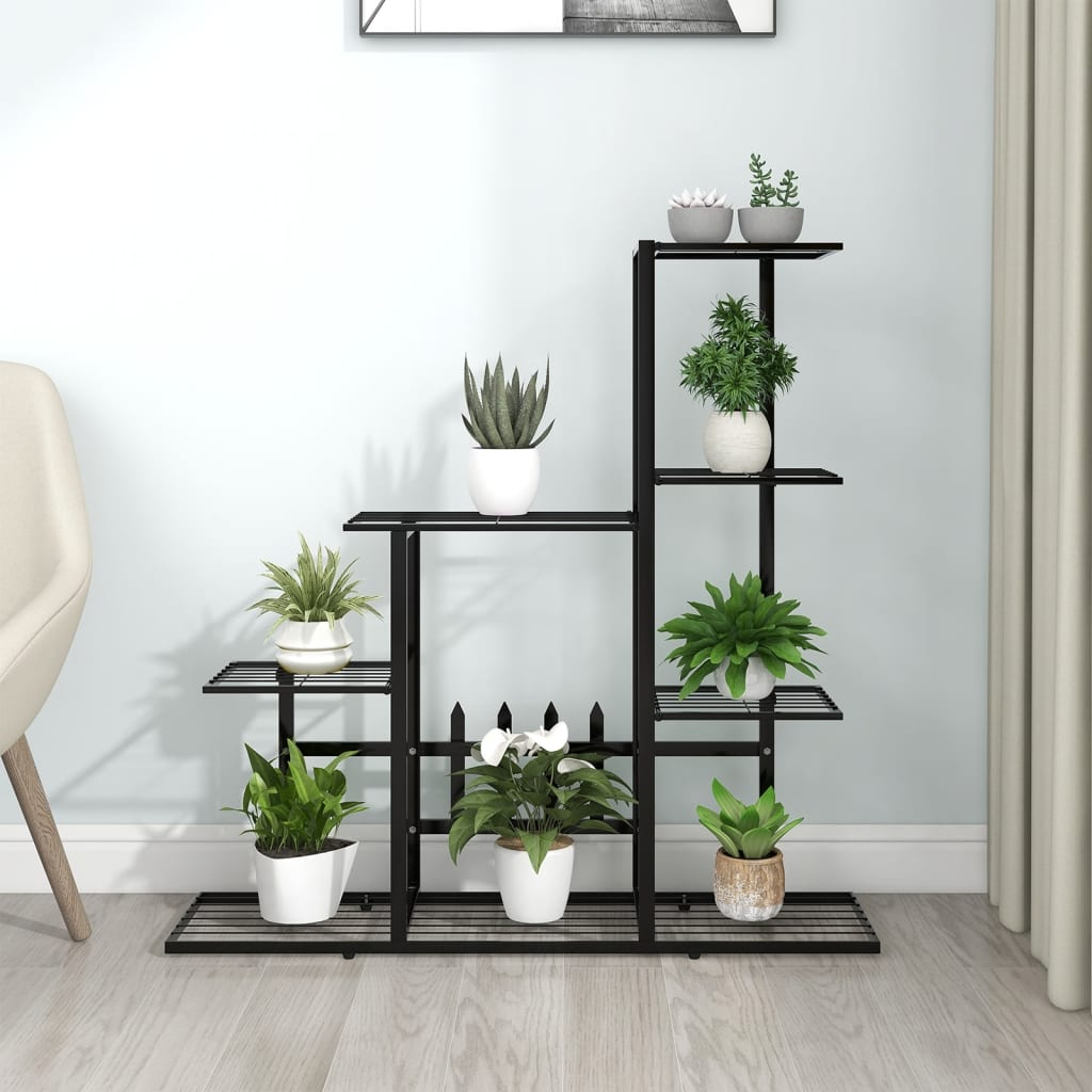 vidaXL Flower Stand 37.2"x9.8"x34.6" Black Metal - Sturdy and Stylish Plant Rack