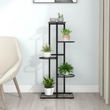 vidaXL 5-Floor Flower Stand 16.9"x8.7"x38.6" Black Metal - Sturdy and Stylish Plant Rack