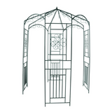 vidaXL Garden Arch 98.4" Dark Green - Weather Resistant Wrought Iron | Rose Base, Pavilion Design