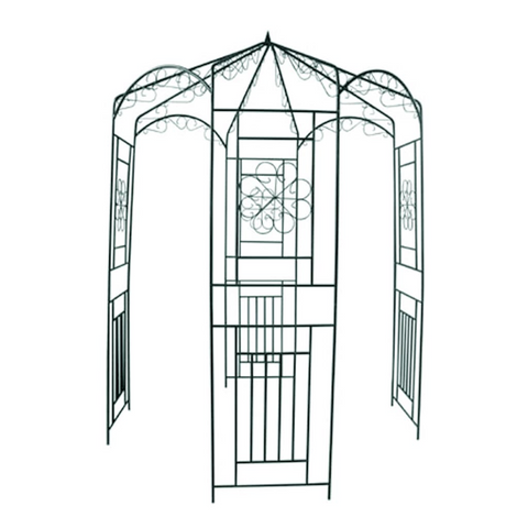 vidaXL Garden Arch 98.4" Dark Green - Weather Resistant Wrought Iron | Rose Base, Pavilion Design