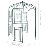 vidaXL Garden Arch 98.4" Dark Green - Weather Resistant Wrought Iron | Rose Base, Pavilion Design