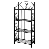 vidaXL Plant Rack Black Square - Durable Steel Construction