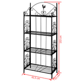 vidaXL Plant Rack Black Square - Durable Steel Construction