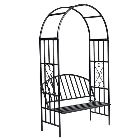 vidaXL Garden Rose Arch with Bench - Beautiful and Sturdy Metal Arch for Your Garden