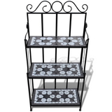 vidaXL Plant Stand Display Black White Mosaic Pattern