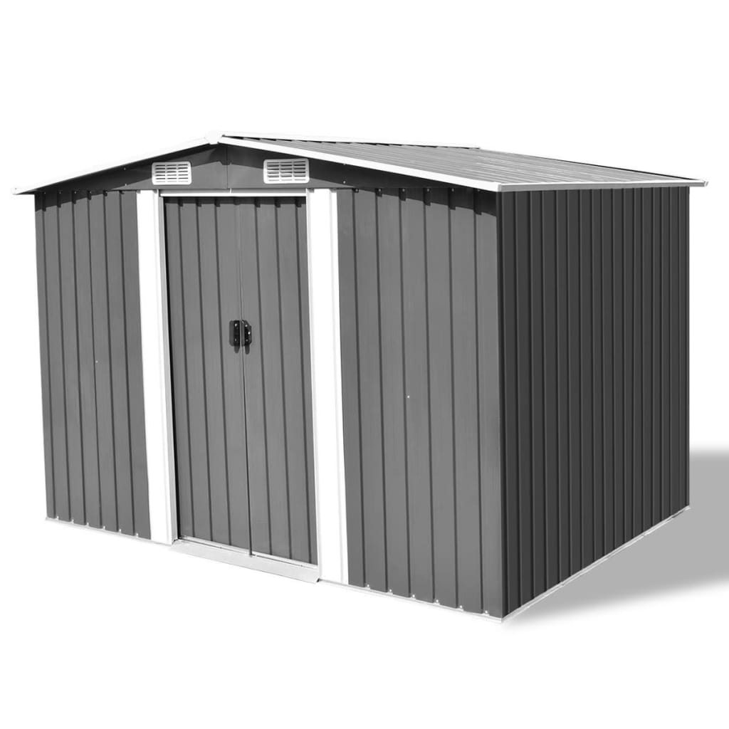 vidaXL Garden Storage Shed - Gray Metal 101.2"x80.7"x70.1"