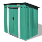 vidaXL Garden Shed Green Metal 74.8"x48.8"x71.3" - Durable Galvanized Steel Storage Shed