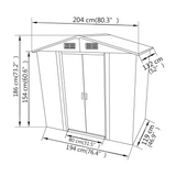 vidaXL Garden Storage Shed Gray Metal 80.3"x52"x73.2"