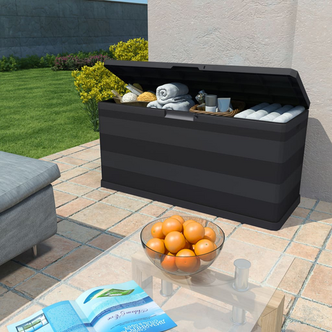 vidaXL Patio Storage Box Black 46.1"x17.7"x22" - Outdoor Garden Storage Solution