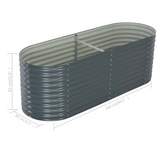 vidaXL Garden Raised Bed 94.5"x31.5"x31.9" Galvanized Steel Gray - DIY Garden Decor