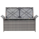 vidaXL Storage Bench with Cushion Gray 54.3" Poly Rattan - Outdoor Garden Furniture