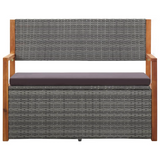 vidaXL Storage Bench 45.3" Poly Rattan and Solid Acacia Wood Gray - Outdoor Storage Solution