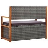 vidaXL Storage Bench 45.3" Poly Rattan and Solid Acacia Wood Gray - Outdoor Storage Solution