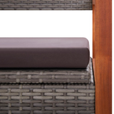 vidaXL Storage Bench 45.3" Poly Rattan and Solid Acacia Wood Gray - Outdoor Storage Solution