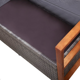 vidaXL Storage Bench 45.3" Poly Rattan and Solid Acacia Wood Gray - Outdoor Storage Solution