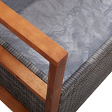 vidaXL Storage Bench 45.3" Poly Rattan and Solid Acacia Wood Gray - Outdoor Storage Solution