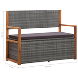 vidaXL Storage Bench 45.3" Poly Rattan and Solid Acacia Wood Gray - Outdoor Storage Solution