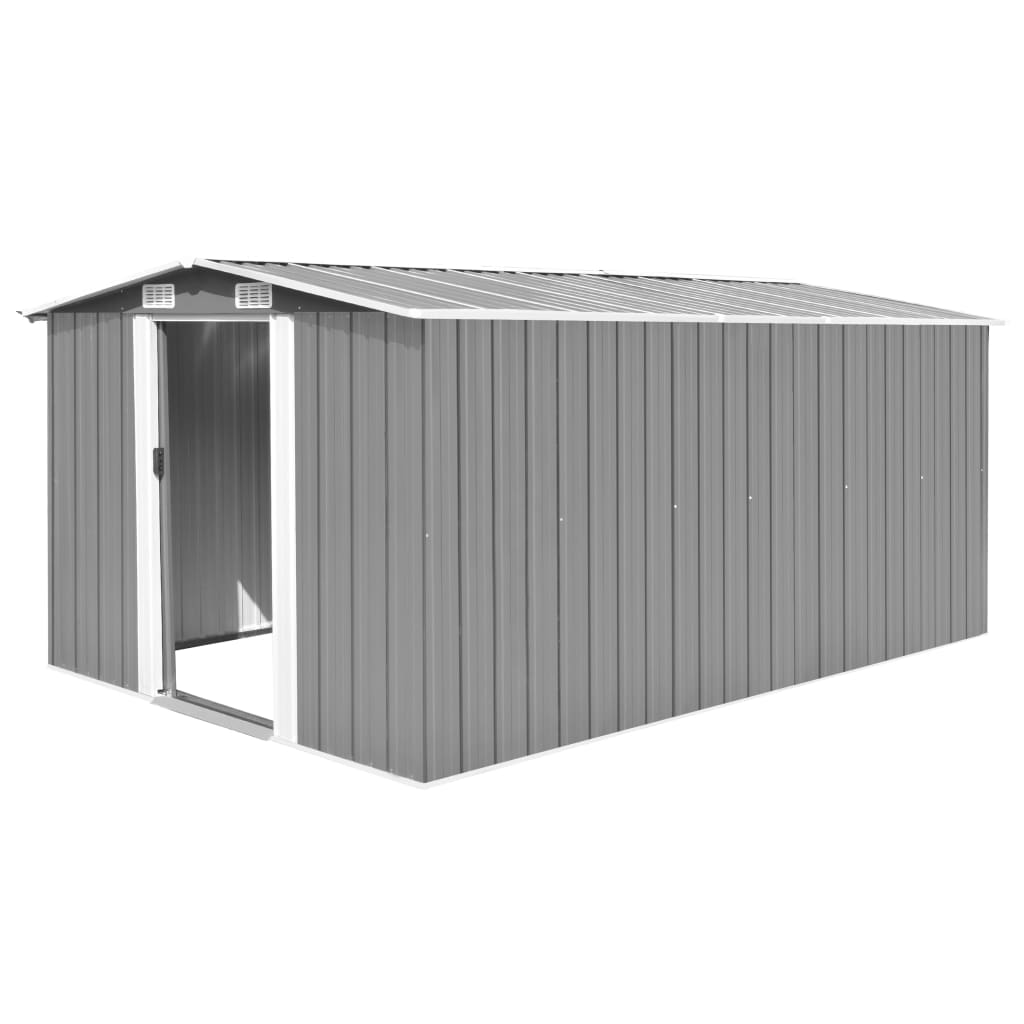 vidaXL Garden Shed 101.2"x154.3"x71.3" Metal Gray - Durable and Spacious Storage Solution