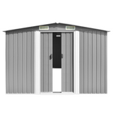 vidaXL Garden Shed 101.2"x154.3"x71.3" Metal Gray - Durable and Spacious Storage Solution