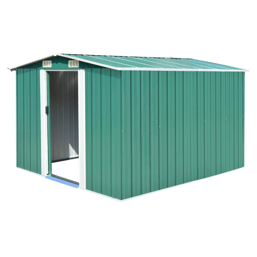 vidaXL Garden Shed 101.2"x117.3"x70.1" Metal Green - Outdoor Storage for Tools and Garden Equipment