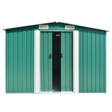 vidaXL Garden Shed 101.2"x154.3"x71.3" Metal Green - Durable Storage Solution