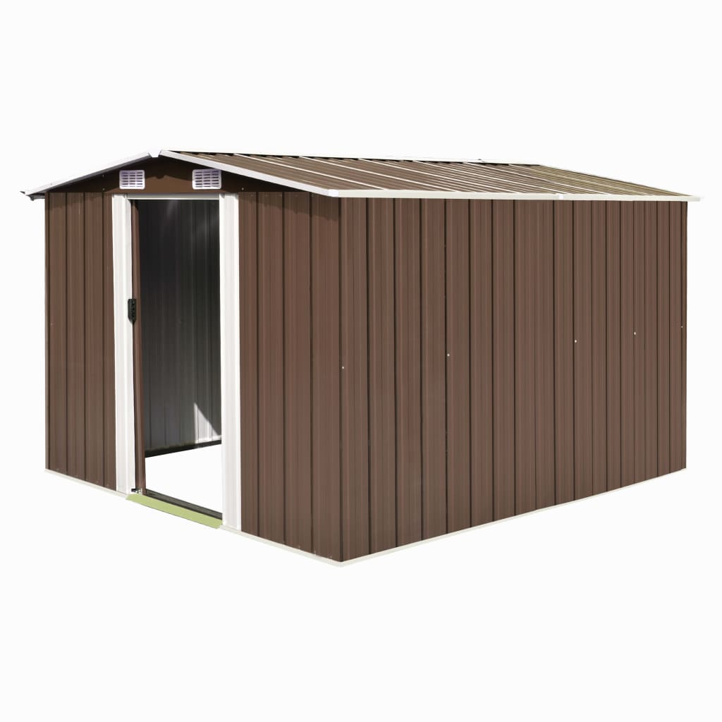 vidaXL Garden Shed 101.2"x117.3"x70.1" Metal Brown - Outdoor Tool Storage