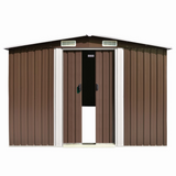 vidaXL Garden Shed 101.2"x117.3"x70.1" Metal Brown - Outdoor Tool Storage