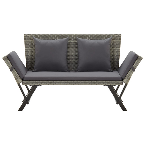 vidaXL Patio Bench with Cushions 69.3" Gray Poly Rattan - Stylish and Comfortable Outdoor Furniture