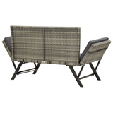 vidaXL Patio Bench with Cushions 69.3" Gray Poly Rattan - Stylish and Comfortable Outdoor Furniture