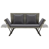 vidaXL Patio Bench with Cushions 69.3" Gray Poly Rattan - Stylish and Comfortable Outdoor Furniture