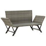 vidaXL Patio Bench with Cushions 69.3" Gray Poly Rattan - Stylish and Comfortable Outdoor Furniture