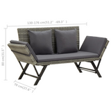 vidaXL Patio Bench with Cushions 69.3" Gray Poly Rattan - Stylish and Comfortable Outdoor Furniture