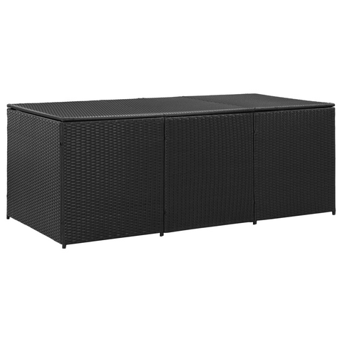 vidaXL Patio Storage Box Poly Rattan 70.9"x35.4"x27.6" Black - Outdoor Furniture Storage