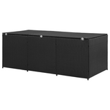 vidaXL Patio Storage Box Poly Rattan 70.9"x35.4"x27.6" Black - Outdoor Furniture Storage