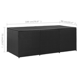 vidaXL Patio Storage Box Poly Rattan 70.9"x35.4"x27.6" Black - Outdoor Furniture Storage