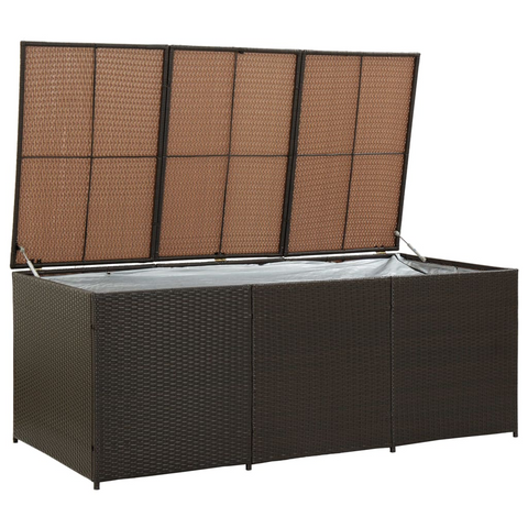 vidaXL Patio Storage Box Poly Rattan 70.9"x35.4"x27.6" Brown