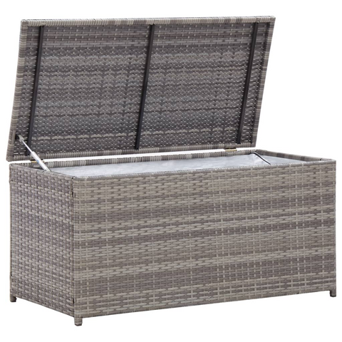 vidaXL Patio Storage Box Poly Rattan 39.4"x19.7"x19.7" Gray - Outdoor Furniture Storage Organizer