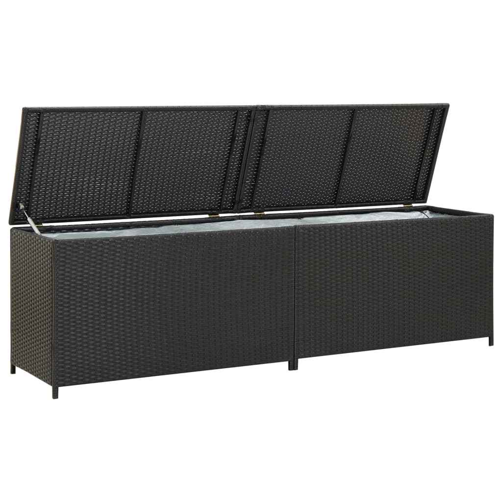 vidaXL Patio Storage Box Poly Rattan 78.7"x19.6"x23.6" Black - Durable and Weather Resistant