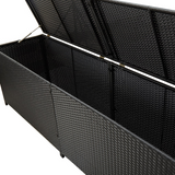 vidaXL Patio Storage Box Poly Rattan 78.7"x19.6"x23.6" Black - Durable and Weather Resistant