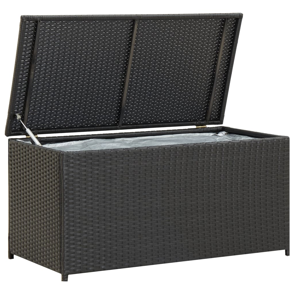 vidaXL Patio Storage Box Poly Rattan 39.3"x19.6"x19.6" Black - Durable and Weather Resistant