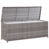 vidaXL Patio Storage Box Gray 59.1"x19.7"x23.6" Poly Rattan - Durable Outdoor Storage Solution