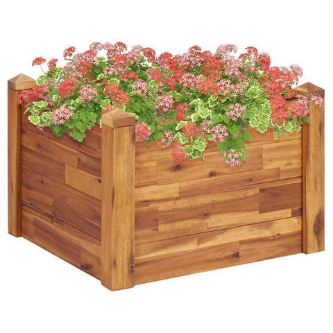 vidaXL Garden Raised Bed - Solid Acacia Wood - 23.6"x23.6"x17.3"