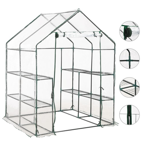 vidaXL Greenhouse with 8 Shelves 4.7'x4.7'x6.4' - Extend Your Growing Season