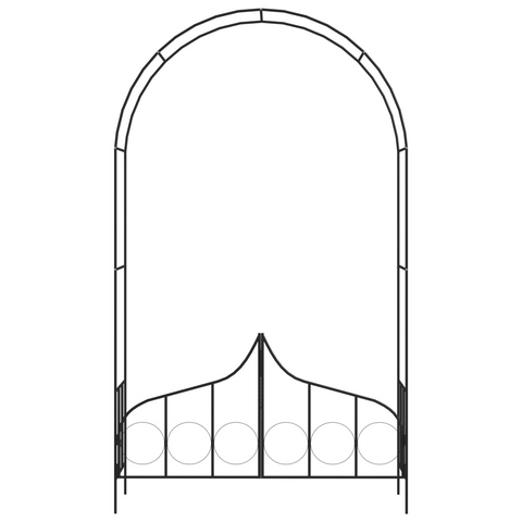 vidaXL Garden Arch with Gate Black 54.3"x15.7"x93.7" Iron