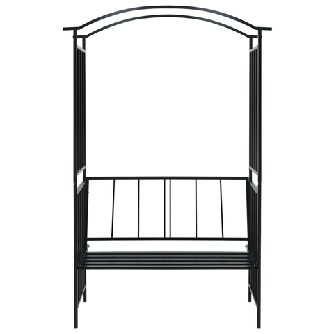 vidaXL Garden Arch with Bench Black 50.4"x19.7"x81.5" Iron - Elegant Garden Feature