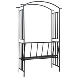 vidaXL Garden Arch with Bench Black 50.4"x19.7"x81.5" Iron - Elegant Garden Feature