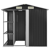 vidaXL Garden Shed with Rack Anthracite 80.7"x51.2"x72" Iron