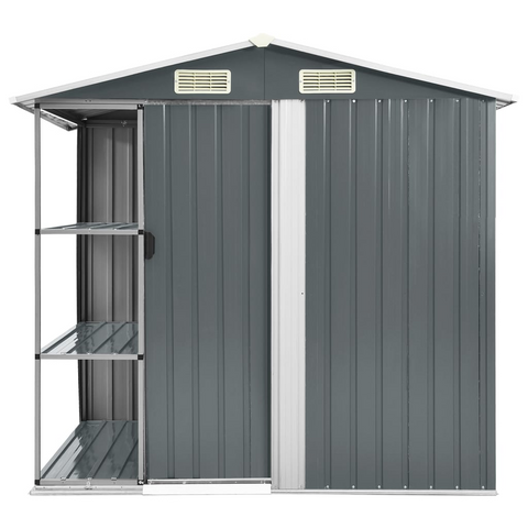 vidaXL Garden Shed with Rack Gray 80.7"x51.2"x72" Iron